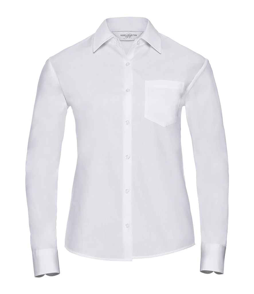 Russell Collection - Ladies Long Sleeve Easy Care Cotton Poplin Shirt - Pierre Francis