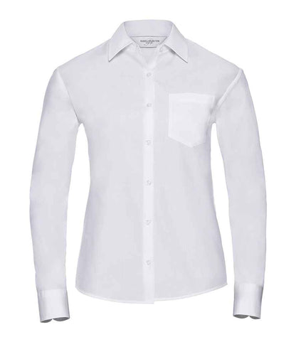 Russell Collection - Ladies Long Sleeve Easy Care Cotton Poplin Shirt - 936F BLK XS