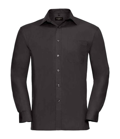 Russell Collection - Long Sleeve Easy Care Cotton Poplin Shirt - 936M BLK S