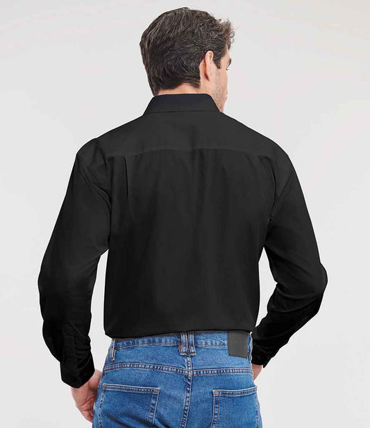 Russell Collection - Long Sleeve Easy Care Cotton Poplin Shirt - Pierre Francis