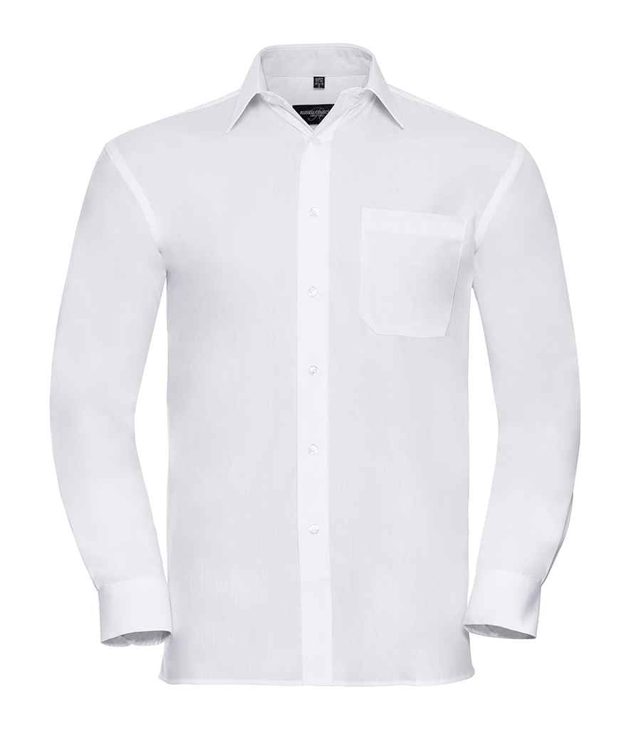 Russell Collection - Long Sleeve Easy Care Cotton Poplin Shirt - Pierre Francis