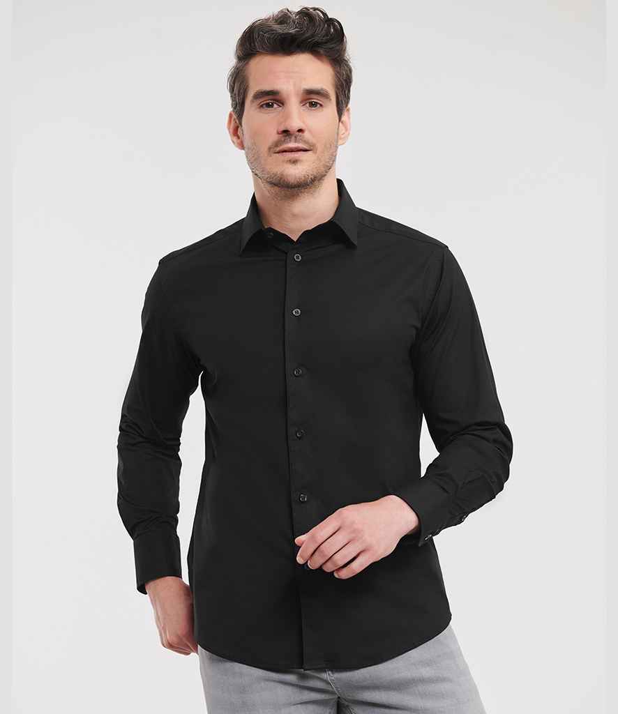 Russell Collection - Long Sleeve Easy Care Fitted Shirt - 946M BLK S