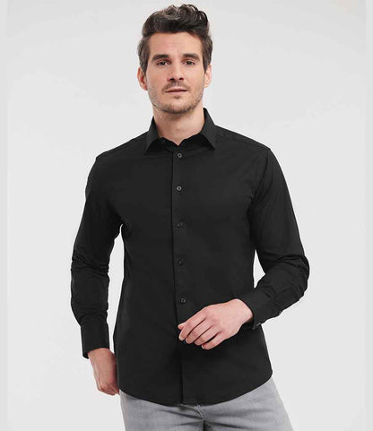 Russell Collection - Long Sleeve Easy Care Fitted Shirt - 946M BLK S