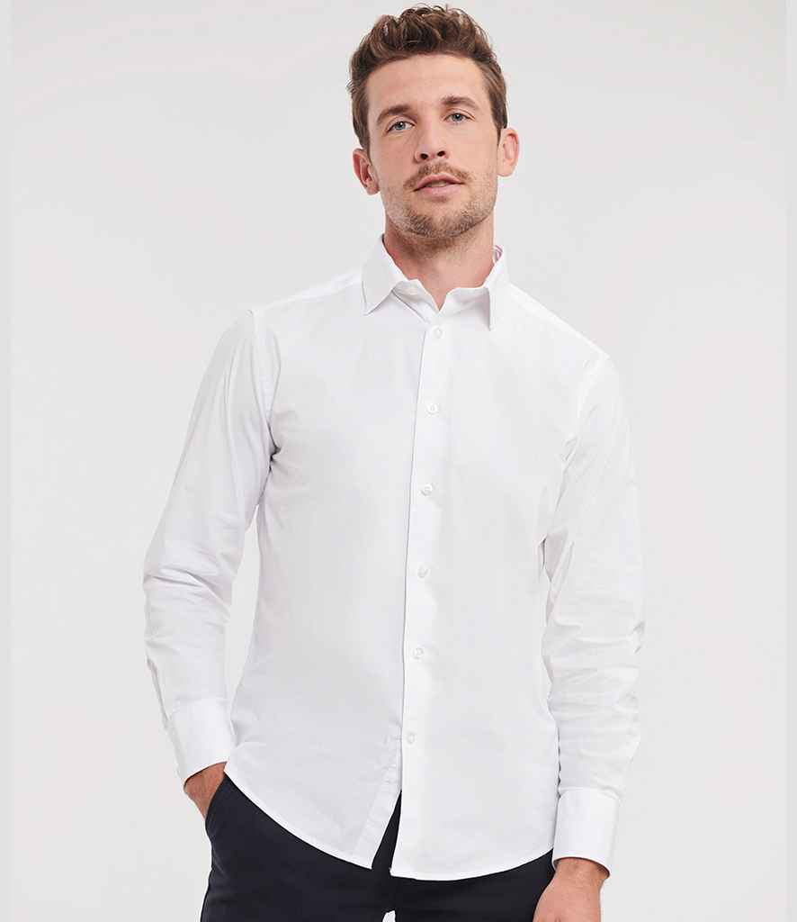 Russell Collection - Long Sleeve Easy Care Fitted Shirt - 946M WHI S