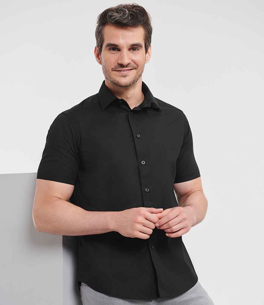 Russell Collection - Short Sleeve Easy Care Fitted Shirt - 947M BLK S