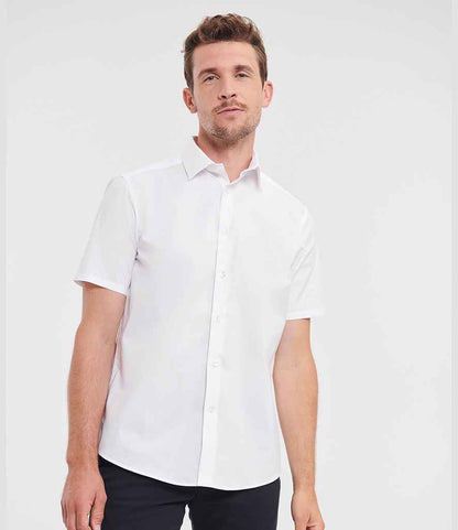 Russell Collection - Short Sleeve Easy Care Fitted Shirt - 947M WHI S