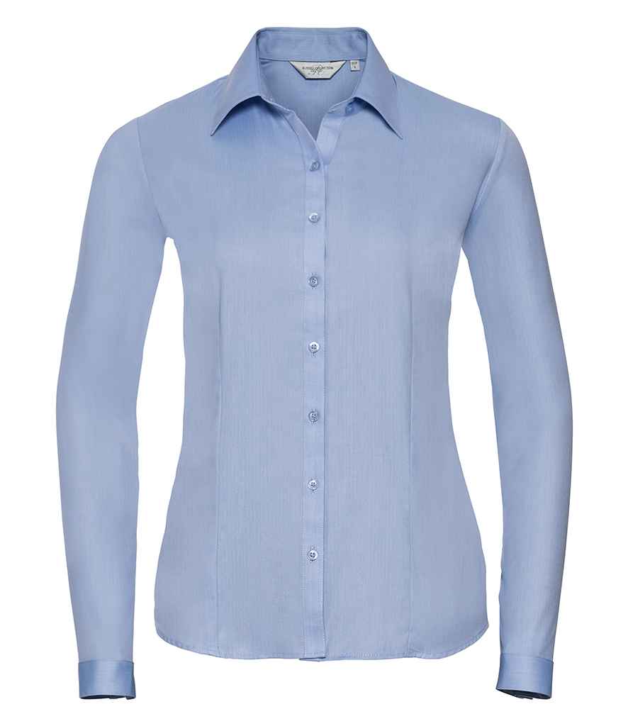 Russell Collection - Ladies Long Sleeve Herringbone Shirt