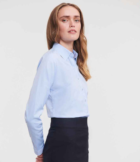 Russell Collection - Ladies Long Sleeve Herringbone Shirt - 962F LBL XS