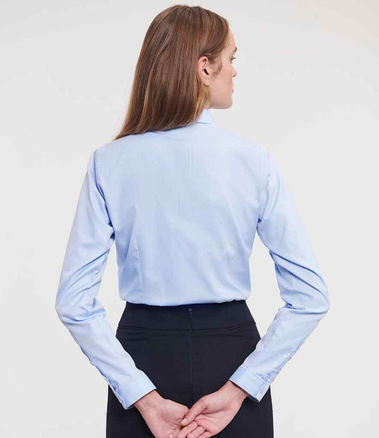 Russell Collection - Ladies Long Sleeve Herringbone Shirt - Pierre Francis