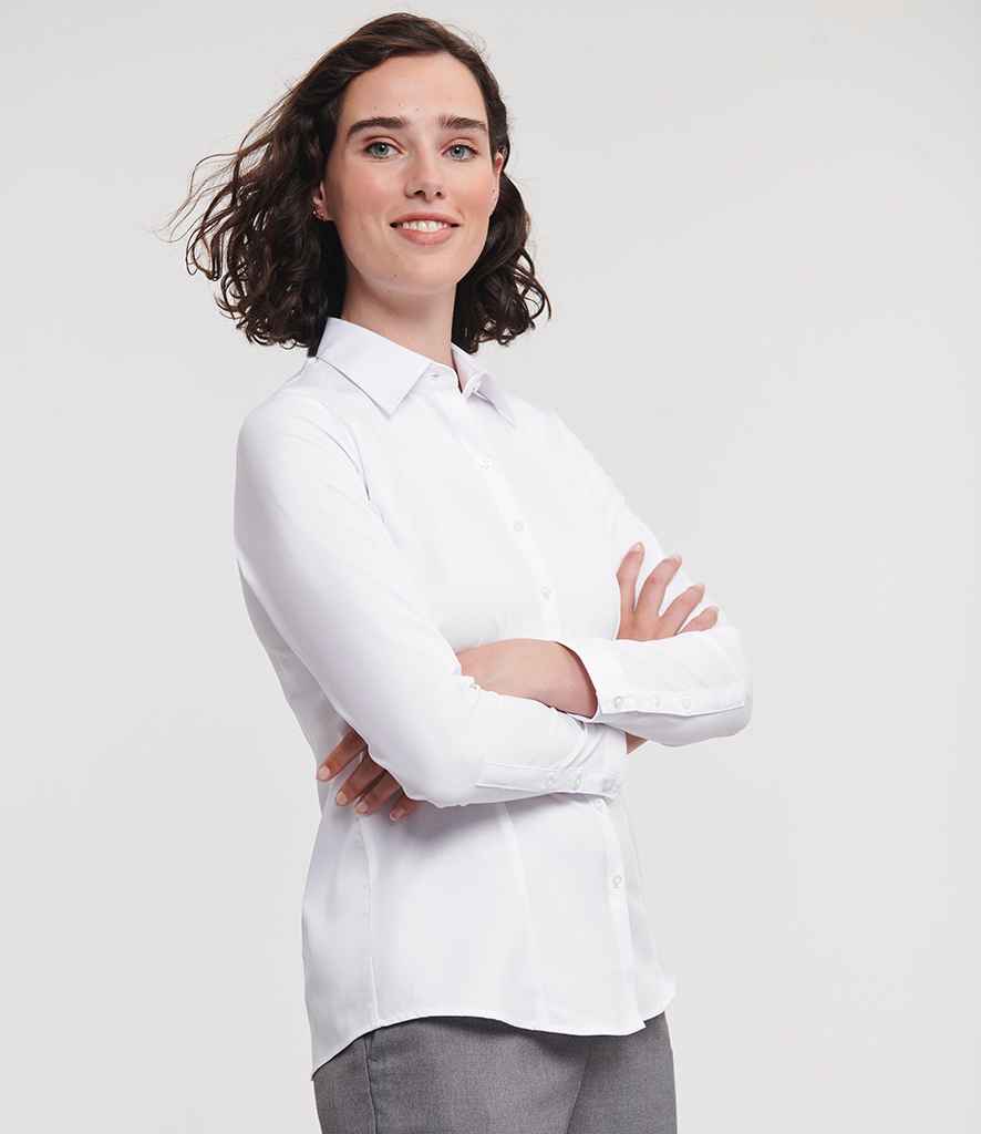 Russell Collection - Ladies Long Sleeve Herringbone Shirt - Pierre Francis
