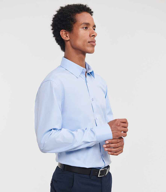 Russell Collection - Long Sleeve Herringbone Shirt - Pierre Francis