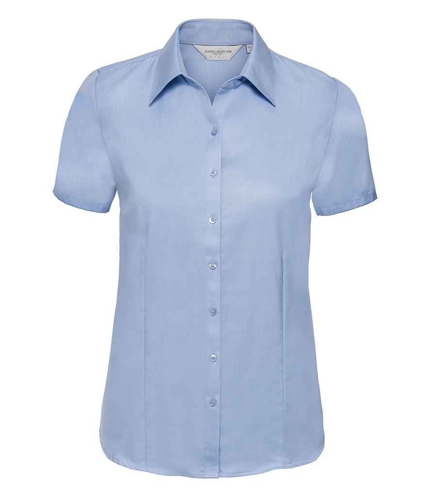Russell Collection - Ladies Short Sleeve Herringbone Shirt - 963F LBL XS