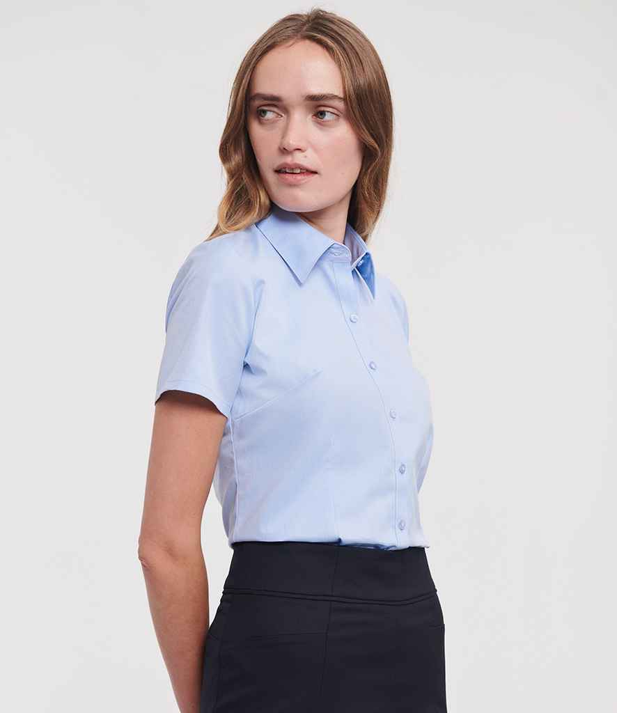 Russell Collection - Ladies Short Sleeve Herringbone Shirt - Pierre Francis
