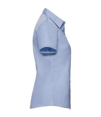 Russell Collection - Ladies Short Sleeve Herringbone Shirt - Pierre Francis