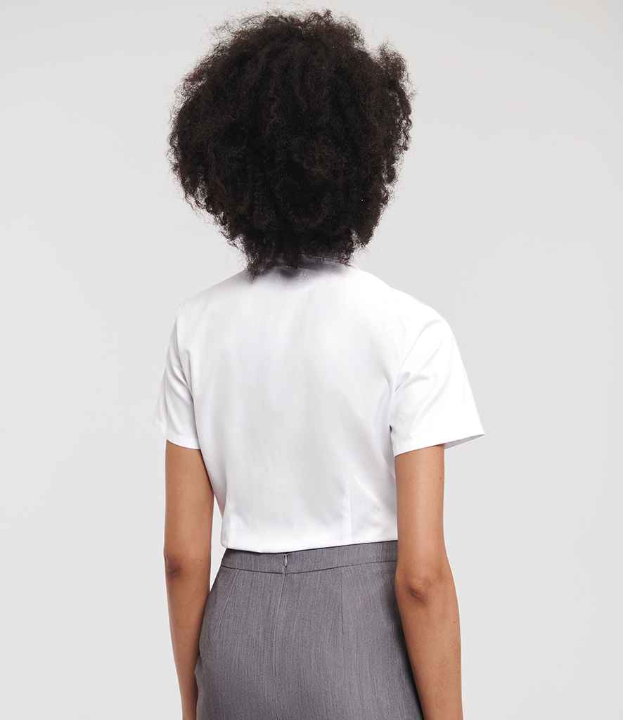 Russell Collection - Ladies Short Sleeve Herringbone Shirt - Pierre Francis