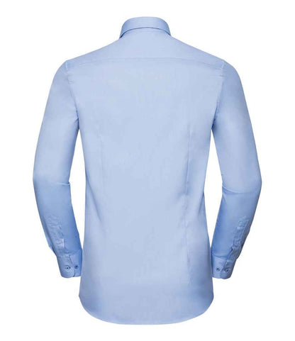 Russell Collection - Long Sleeve Contrast Herringbone Shirt - Pierre Francis