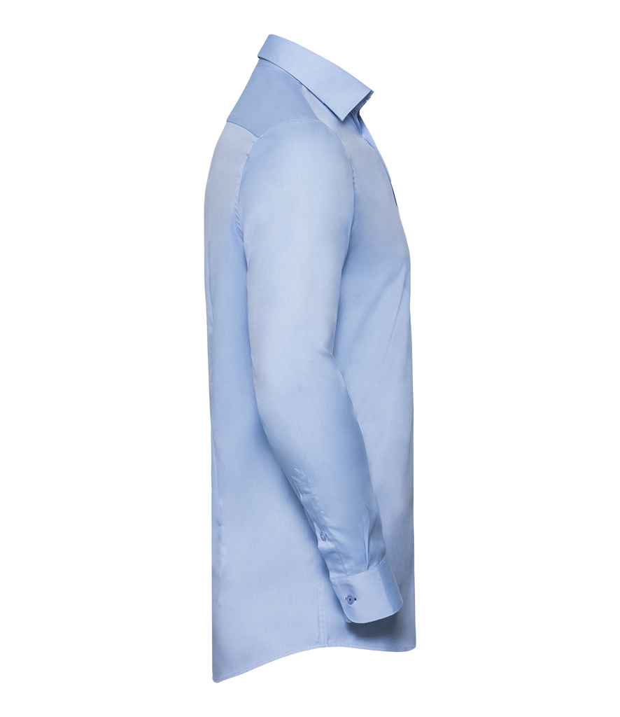 Russell Collection - Long Sleeve Contrast Herringbone Shirt