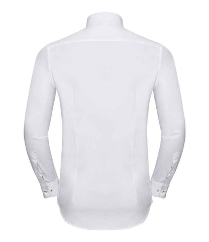Russell Collection - Long Sleeve Contrast Herringbone Shirt - Pierre Francis