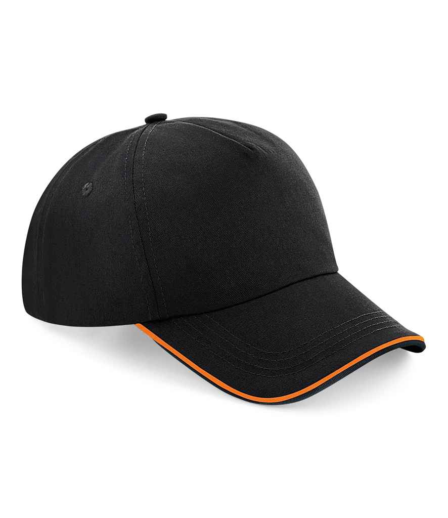 Beechfield Authentic Piped 5 Panel Cap - BB25C BK/OR ONE