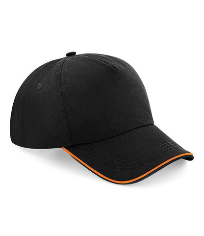 Beechfield Authentic Piped 5 Panel Cap - BB25C BK/OR ONE