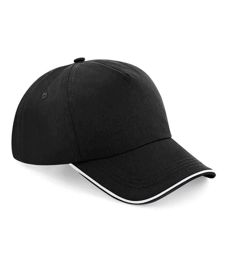 Beechfield Authentic Piped 5 Panel Cap - BB25C BK/WH ONE