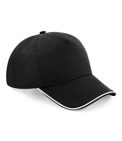 Beechfield Authentic Piped 5 Panel Cap - BB25C BK/WH ONE