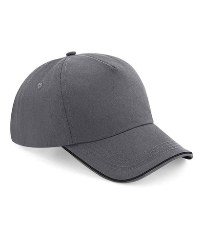 Beechfield Authentic Piped 5 Panel Cap - BB25C GP/BK ONE