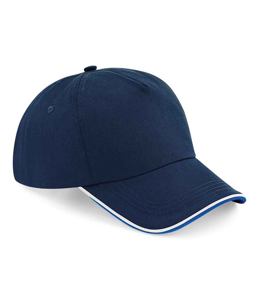 Beechfield Authentic Piped 5 Panel Cap - BB25C N-R-W ONE