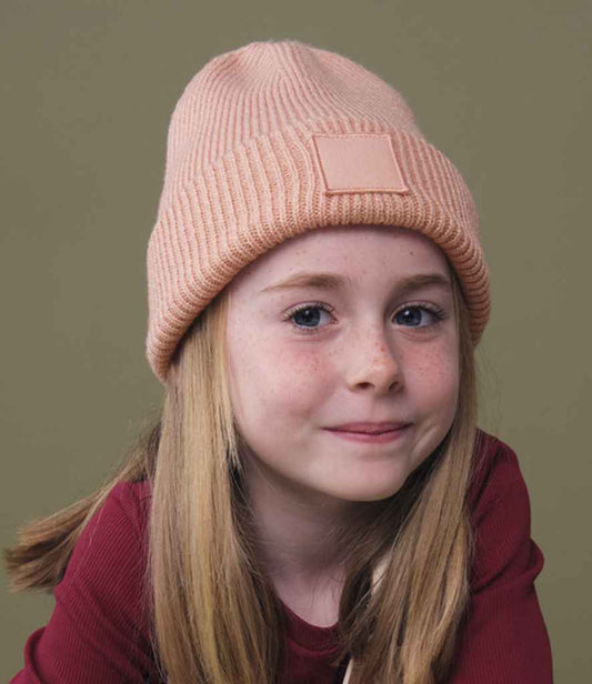Beechfield - Kids Deep Cuffed Tonal Patch Beanie