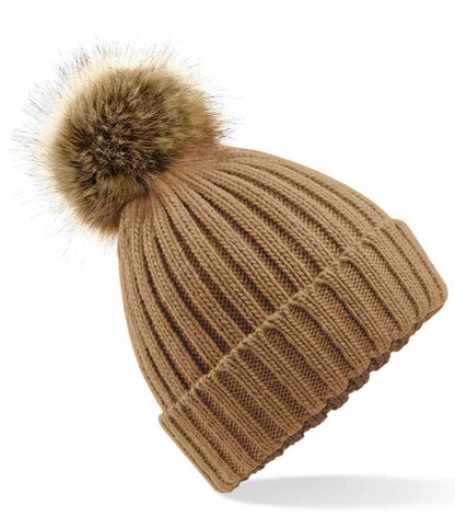 Beechfield - Faux Fur Pop Pom Chunky Beanie - BB412 BIS ONE