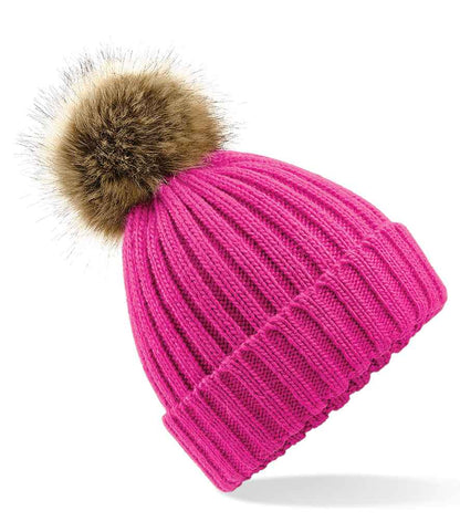 Beechfield - Faux Fur Pop Pom Chunky Beanie - BB412 FUS ONE