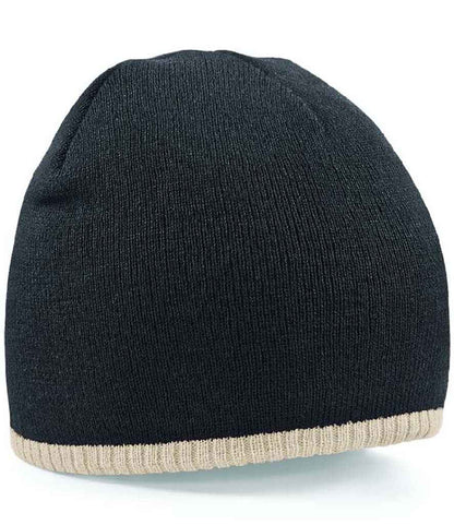 Beechfield - Two Tone Pull-On Beanie - BB44C BK/ST ONE