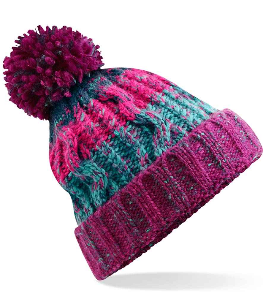 Beechfield - Corkscrew Pom Pom Beanie - BB486 WBR ONE