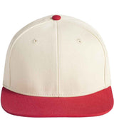 Beechfield - Contrast Flat Peak 6 Panel Cap - Natural/Red (Front)