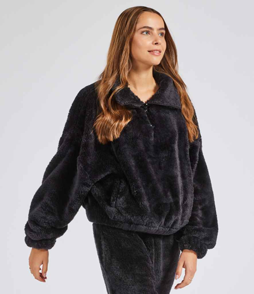 Brand Lab - Ladies Fluffy 1/4 Zip Fleece - BH202 BLK S