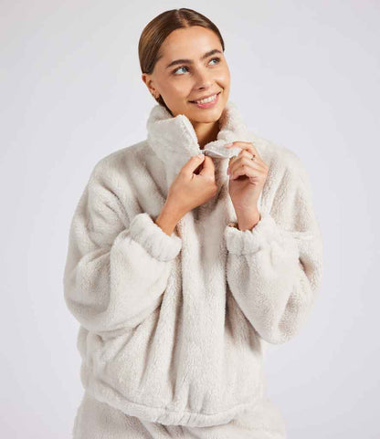 Brand Lab - Ladies Fluffy 1/4 Zip Fleece - BH202 NAT S