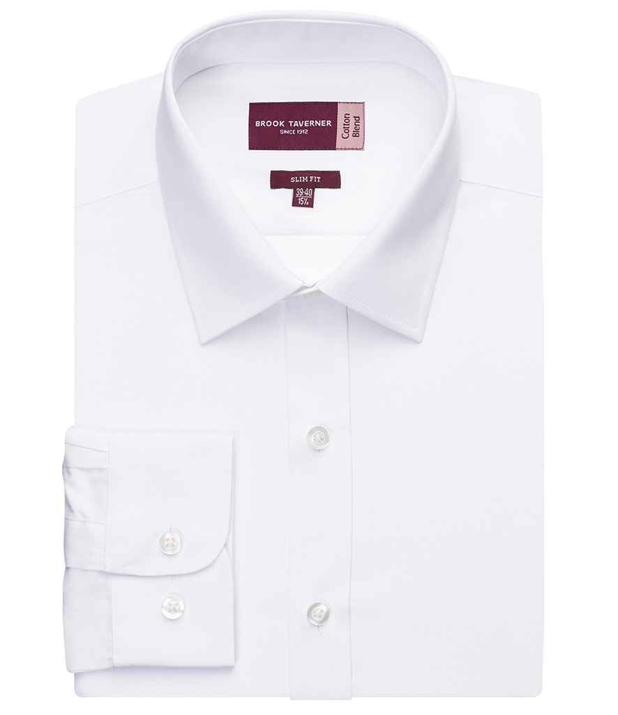 Brook Taverner - Pisa Long Sleeve Slim Fit Shirt - BK130 WHI 14.5