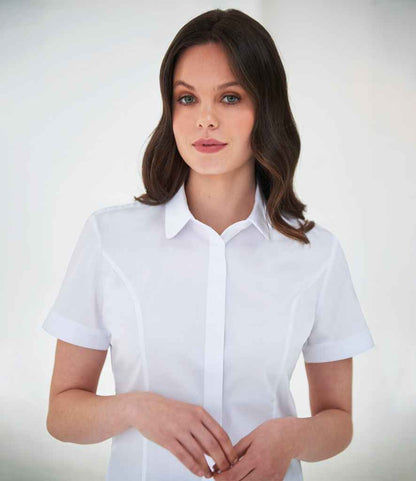Brook Taverner - Ladies Soave Short Sleeve Poplin Shirt - BK133 WHI 8