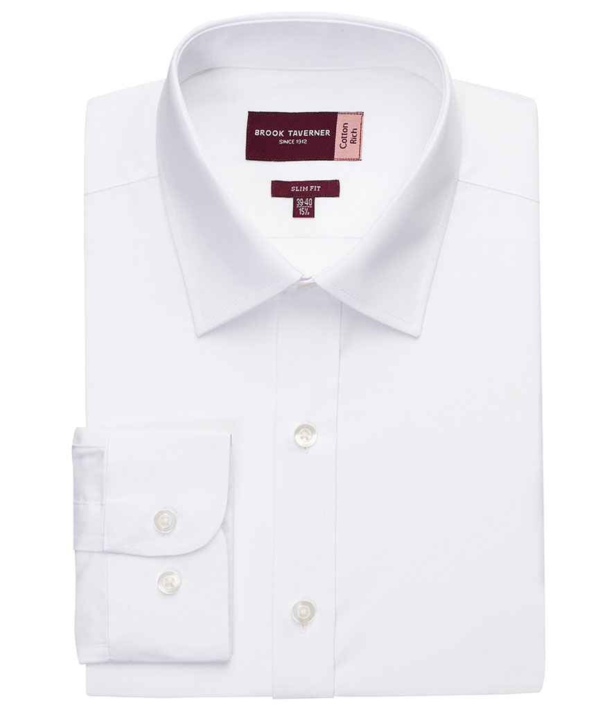 Brook Taverner - Alba Long Sleeve Slim Fit Poplin Shirt - BK154 WHI 14