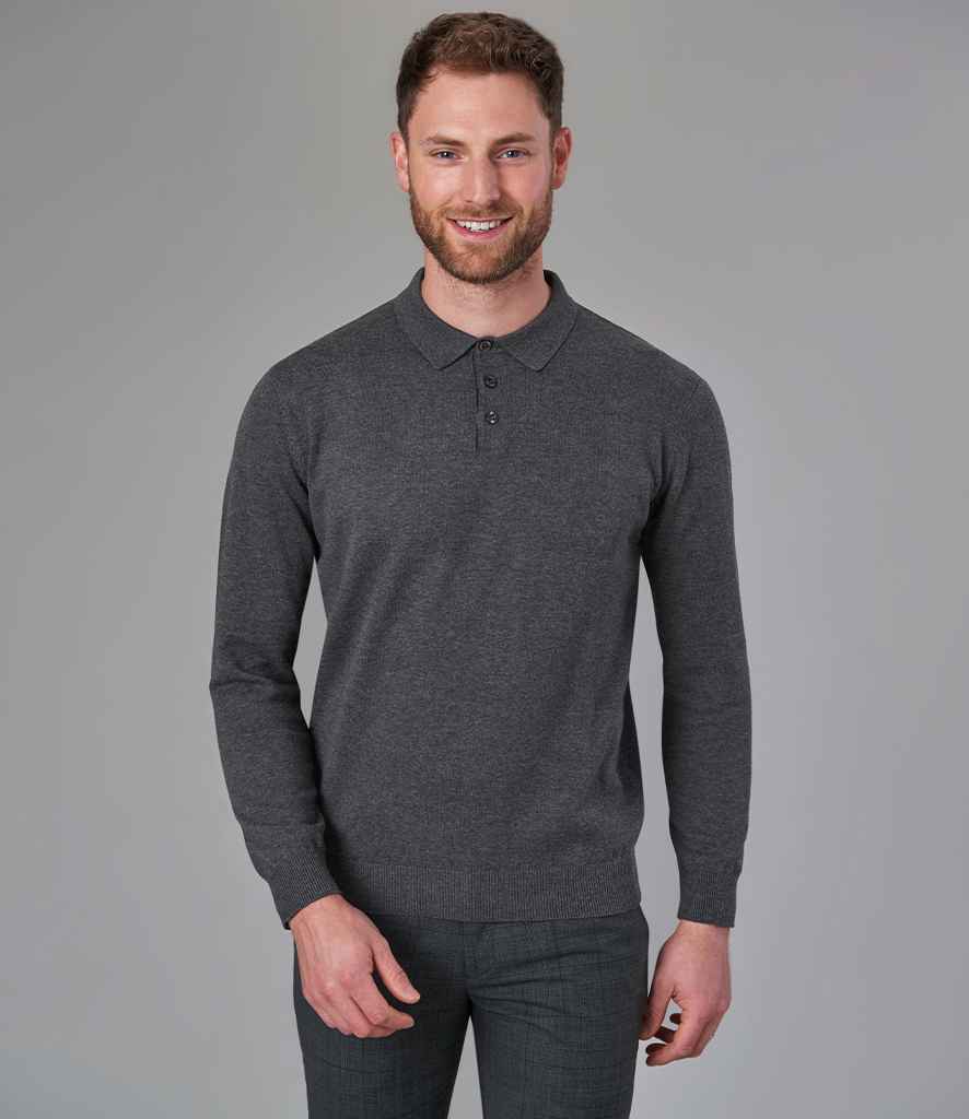 Brook Taverner - Casper Knitted Long Sleeve Polo Shirt - BK556 CHA S