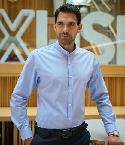 Brook Taverner - Volterra Long Sleeve Grandad Collar Shirt - BK578 SKY 15