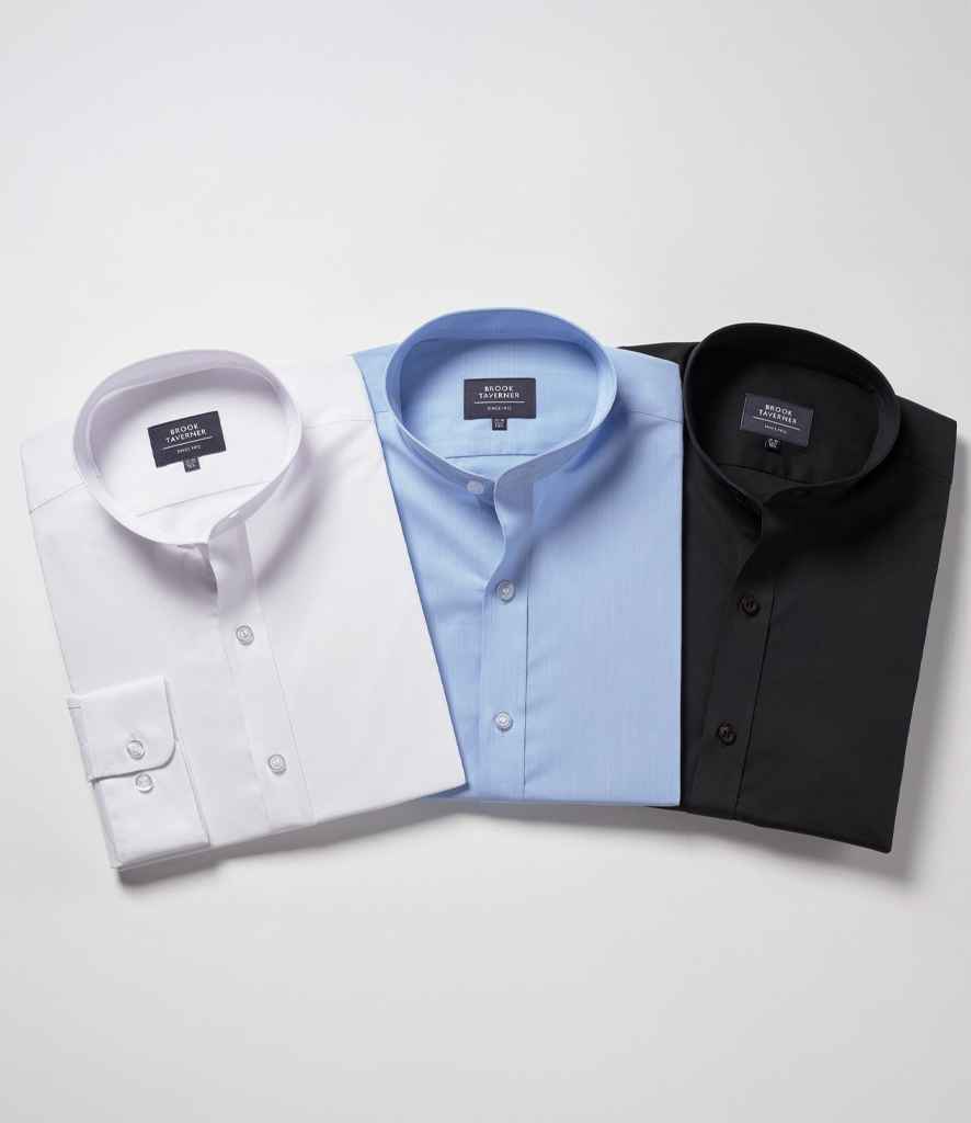 Brook Taverner - Volterra Long Sleeve Grandad Collar Shirt - Pierre Francis