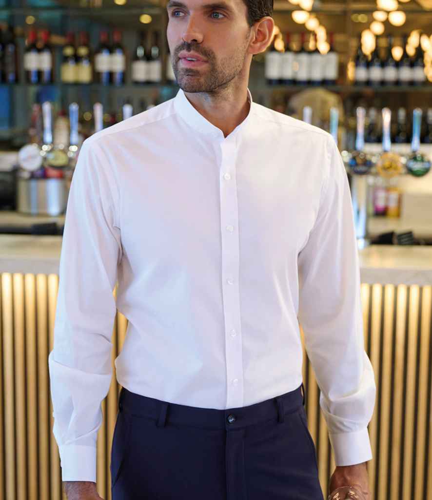 Brook Taverner - Volterra Long Sleeve Grandad Collar Shirt - BK578 WHI 15