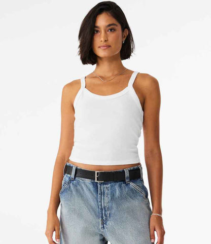 Bella - Ladies Micro Rib Spaghetti Strap Tank Top - BL1012 SWH XS
