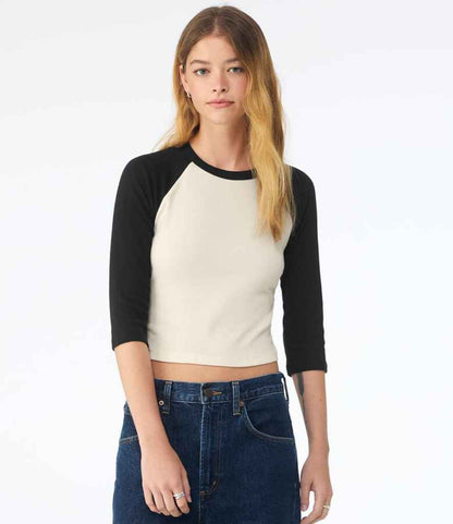Bella - Ladies Micro Rib 3/4 Raglan Baby T-Shirt - BL1200 NT/BK XS