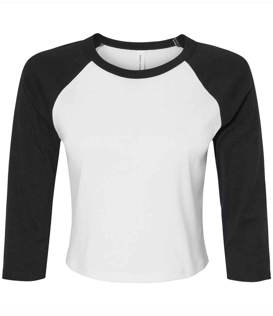 Bella - Ladies Micro Rib 3/4 Raglan Baby T-Shirt - BL1200 WH/NV XS