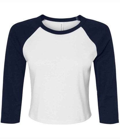 Bella - Ladies Micro Rib 3/4 Raglan Baby T-Shirt - BL1200 WH/NV XS
