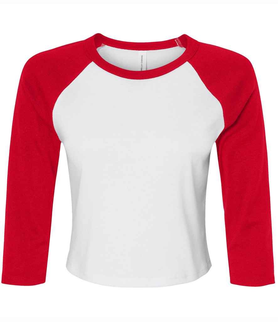Bella - Ladies Micro Rib 3/4 Raglan Baby T-Shirt - BL1200 WH/NV XS