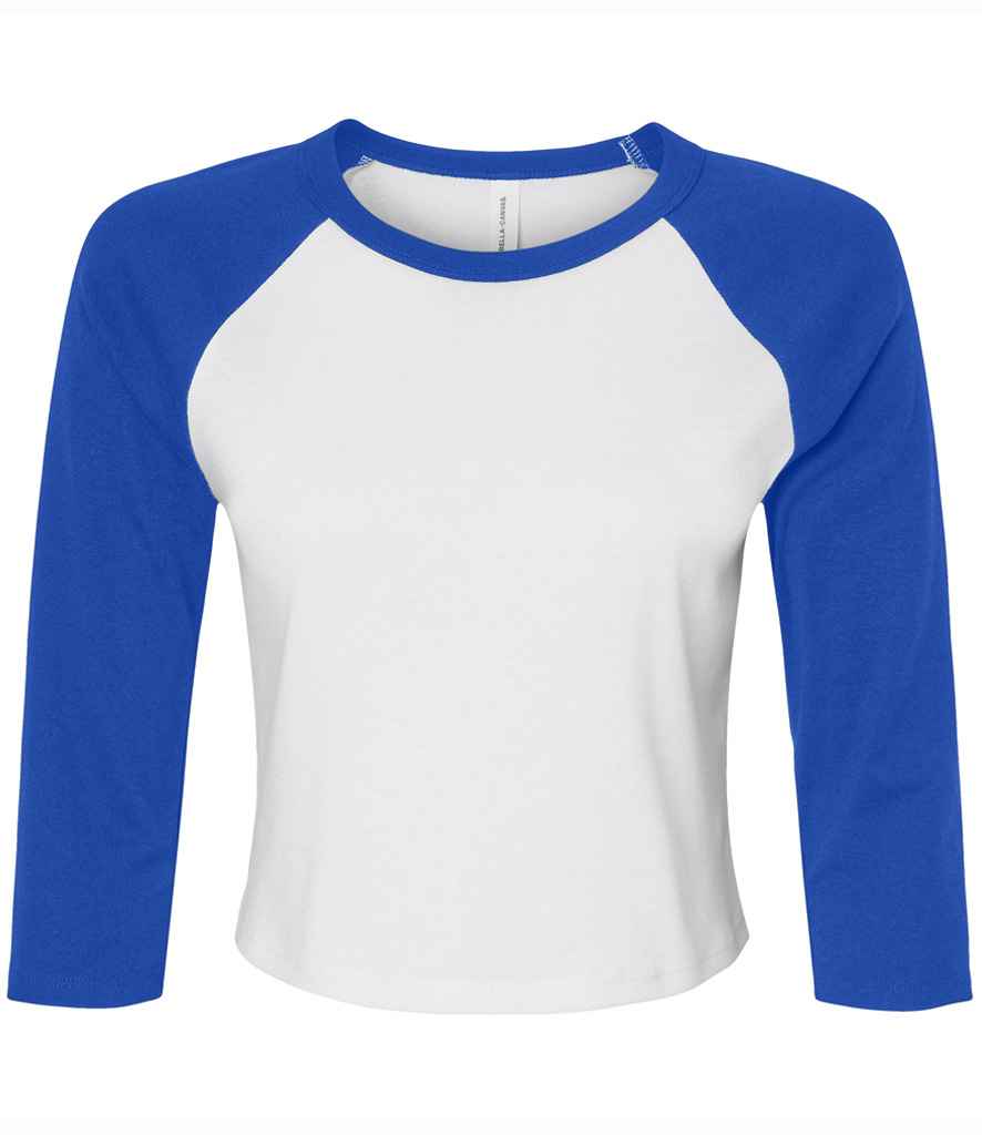 Bella - Ladies Micro Rib 3/4 Raglan Baby T-Shirt - BL1200 WH/NV XS