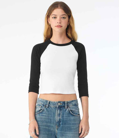 Bella - Ladies Micro Rib 3/4 Raglan Baby T-Shirt - BL1200 WH/BK XS